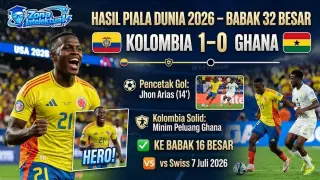 Hasil Kolombia vs Ghana 1-0 Piala Dunia 2026 | Gol Jhon Arias