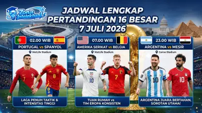 Jadwal 16 Besar Piala Dunia 2026 7 Juli WIB Lengkap