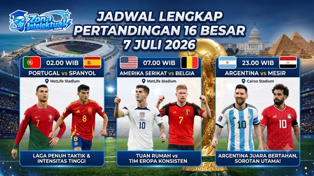 Jadwal 16 Besar Piala Dunia 2026 7 Juli WIB Lengkap