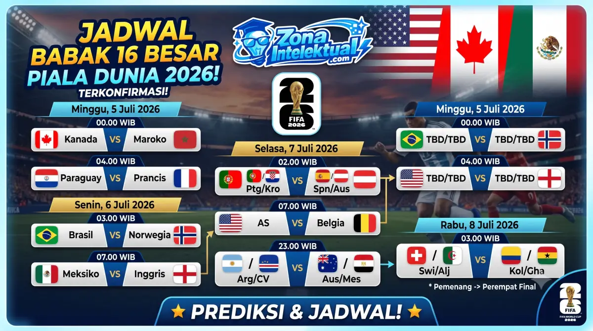 Jadwal Babak 16 Besar Piala Dunia 2026 Lengkap 5-8 Juli