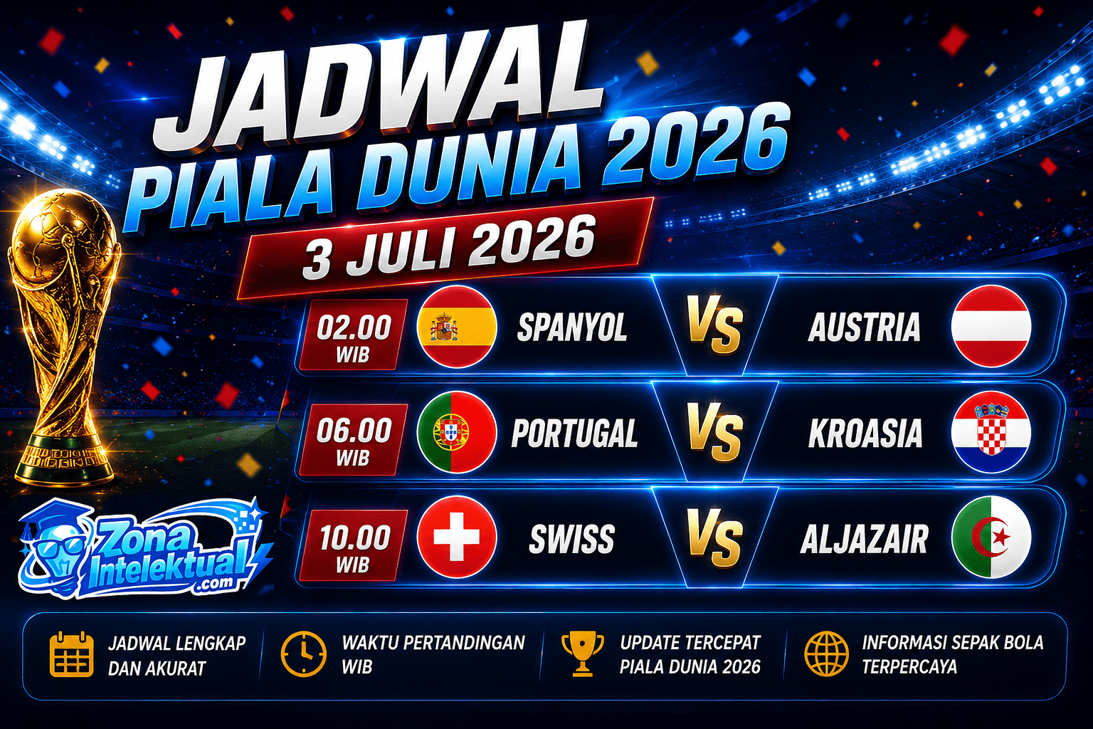 Jadwal Piala Dunia 2026 3 Juli: Babak 32 Besar