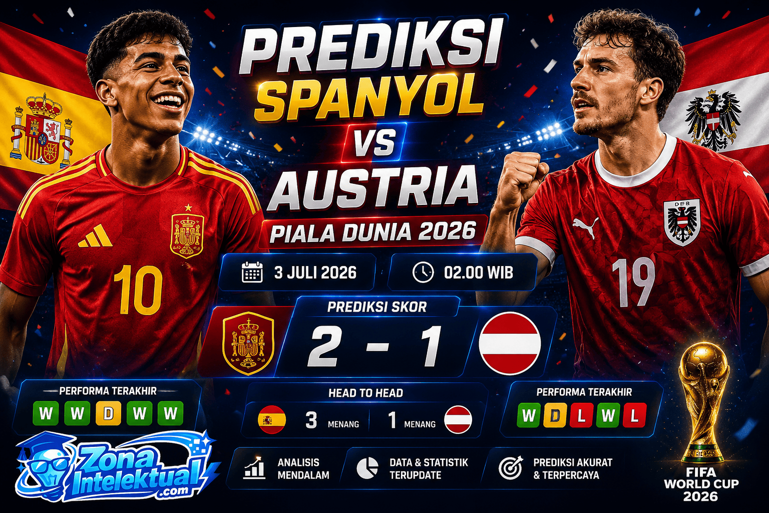 Prediksi Spanyol vs Austria Piala Dunia 2026
