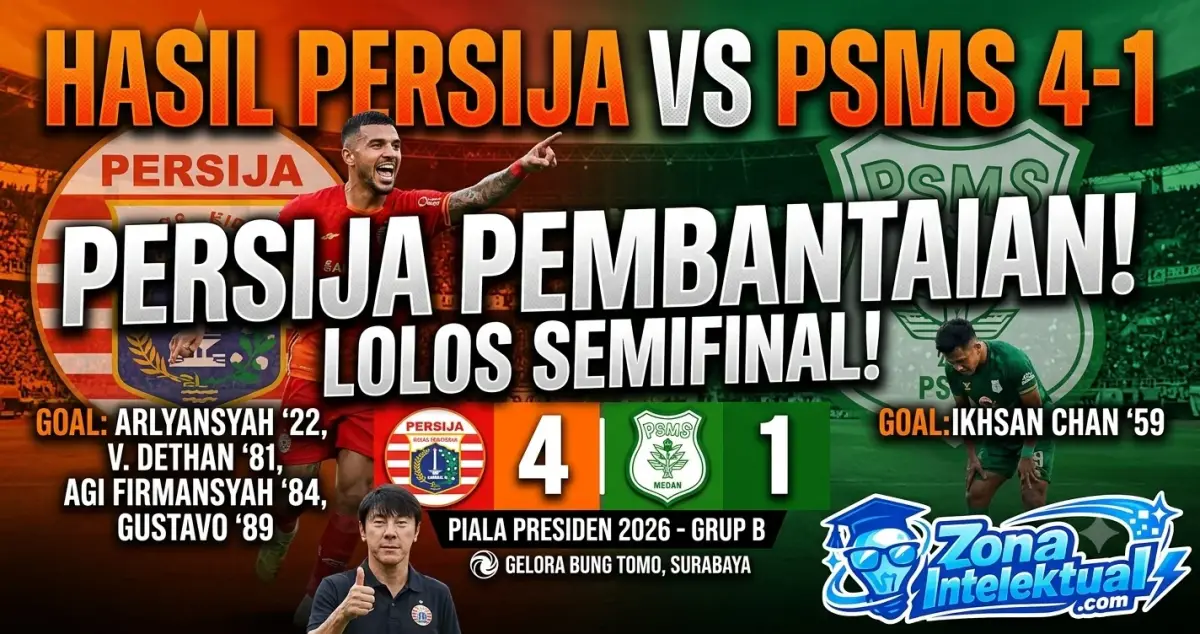 Hasil Piala Presiden 2026: Persija Lumat PSMS Medan 4-1, Amankan Tiket Semifinal!