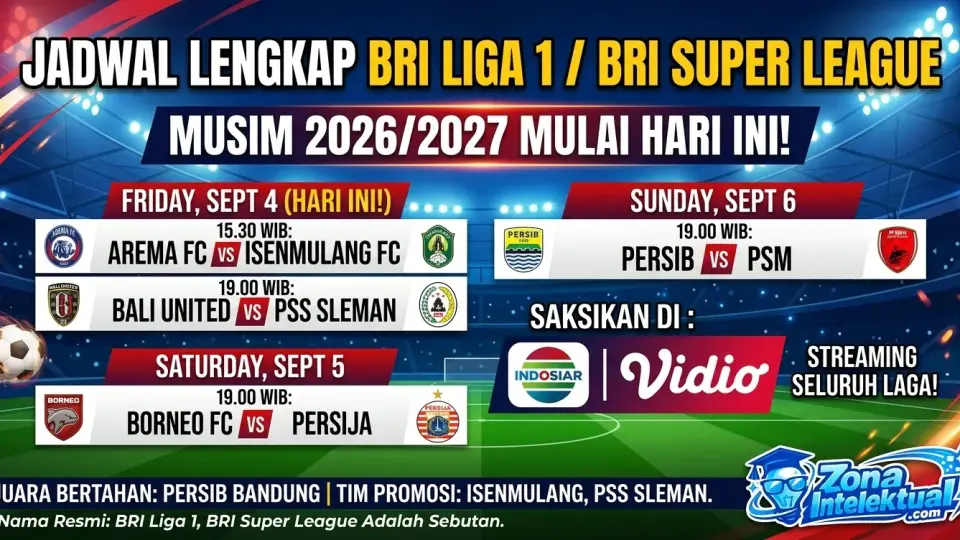 Jadwal BRI Liga 1 Terbaru: Pekan Perdana 2026/2027 Dimulai Hari Ini!