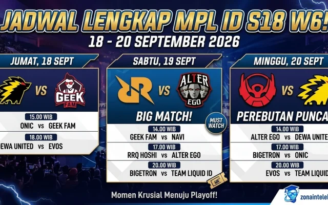 Jadwal MPL S18 Week 6